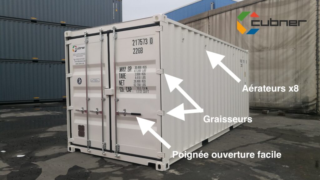 Avantages container maritime stockage Cubner 20 pieds premier voyage
