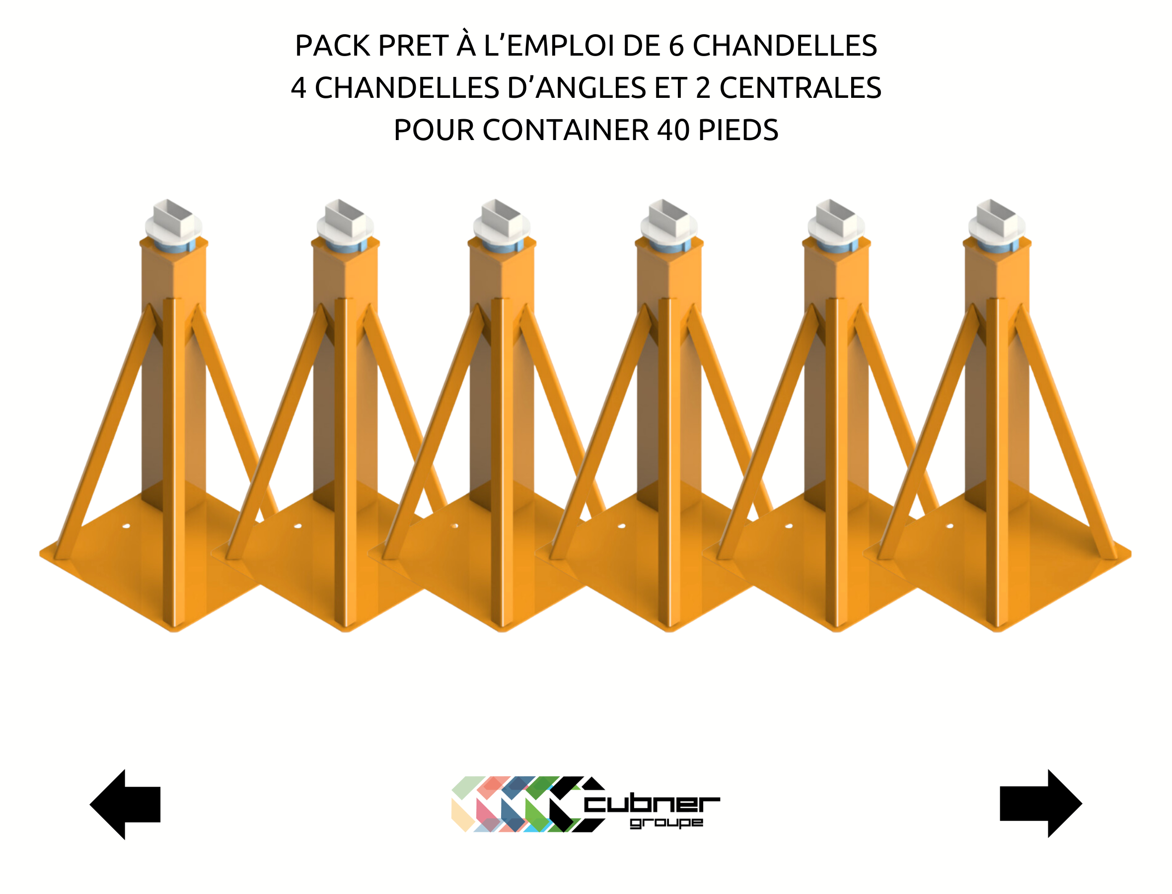 Pack 6 chandelles de levage pour conteneur maritime dry ou reefer frigorifique