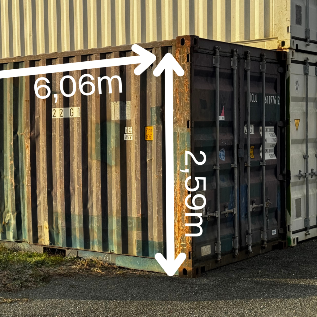 Dimensions d&rsquo;un container 20 pieds d&rsquo;occasion : Le guide technique réel (Mesures précises)